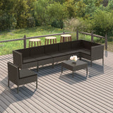 vidaXL 5-delige Loungeset met kussens poly rattan grijs