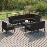 vidaXL 6-delige Loungeset met kussens poly rattan zwart