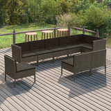 vidaXL 6-delige Loungeset met kussens poly rattan grijs