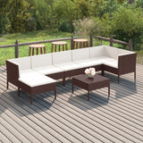 vidaXL 6-delige Loungeset met kussens poly rattan bruin