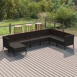 vidaXL 6-delige Loungeset met kussens poly rattan zwart