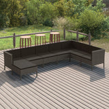 vidaXL 6-delige Loungeset met kussens poly rattan grijs