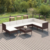 vidaXL 6-delige Loungeset met kussens poly rattan bruin