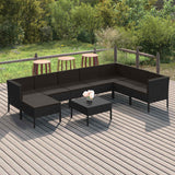 vidaXL 6-delige Loungeset met kussens poly rattan zwart