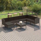 vidaXL 6-delige Loungeset met kussens poly rattan grijs