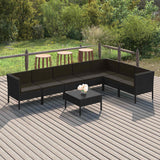 vidaXL 6-delige Loungeset met kussens poly rattan zwart