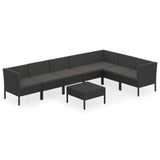vidaXL 6-delige Loungeset met kussens poly rattan zwart