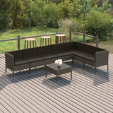 vidaXL 6-delige Loungeset met kussens poly rattan grijs