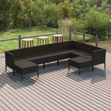 vidaXL 6-delige Loungeset met kussens poly rattan zwart