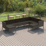 vidaXL 6-delige Loungeset met kussens poly rattan grijs