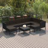 vidaXL 6-delige Loungeset met kussens poly rattan zwart