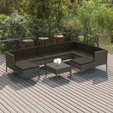 vidaXL 6-delige Loungeset met kussens poly rattan grijs