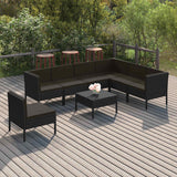 vidaXL 6-delige Loungeset met kussens poly rattan zwart