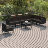vidaXL 6-delige Loungeset met kussens poly rattan zwart