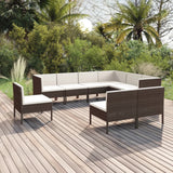 vidaXL 5-delige Loungeset met kussens poly rattan bruin