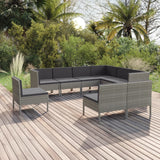 vidaXL 5-delige Loungeset met kussens poly rattan grijs