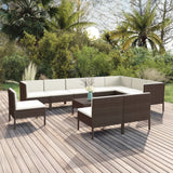 vidaXL 5-delige Loungeset met kussens poly rattan bruin
