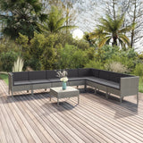 vidaXL 5-delige Loungeset met kussens poly rattan grijs
