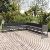 vidaXL 5-delige Loungeset met kussens poly rattan grijs