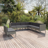 vidaXL 5-delige Loungeset met kussens poly rattan grijs