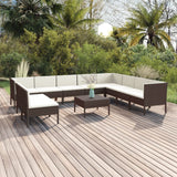 vidaXL 5-delige Loungeset met kussens poly rattan bruin