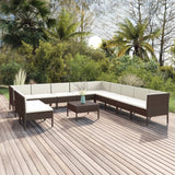 vidaXL 5-delige Loungeset met kussens poly rattan bruin