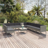 vidaXL 5-delige Loungeset met kussens poly rattan grijs