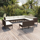 vidaXL 5-delige Loungeset met kussens poly rattan bruin