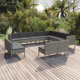 vidaXL 5-delige Loungeset met kussens poly rattan grijs