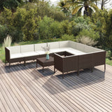 vidaXL 5-delige Loungeset met kussens poly rattan bruin