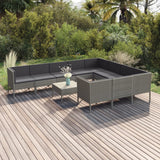 vidaXL 5-delige Loungeset met kussens poly rattan grijs