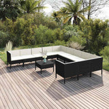 vidaXL 5-delige Loungeset met kussens poly rattan zwart