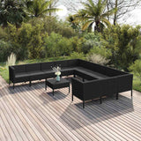 vidaXL 9-delige Loungeset met kussens poly rattan zwart