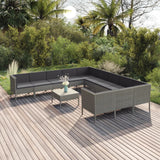 vidaXL 5-delige Loungeset met kussens poly rattan grijs