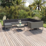 vidaXL 5-delige Loungeset met kussens poly rattan grijs