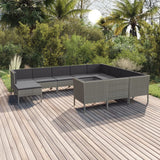 vidaXL 5-delige Loungeset met kussens poly rattan grijs