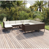 vidaXL 5-delige Loungeset met kussens poly rattan bruin