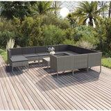 vidaXL 5-delige Loungeset met kussens poly rattan grijs