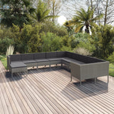 vidaXL 5-delige Loungeset met kussens poly rattan grijs