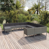 vidaXL 5-delige Loungeset met kussens poly rattan grijs
