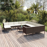 vidaXL 5-delige Loungeset met kussens poly rattan bruin