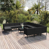 vidaXL 9-delige Loungeset met kussens poly rattan zwart
