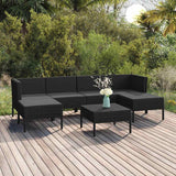 vidaXL 9-delige Loungeset met kussens poly rattan zwart