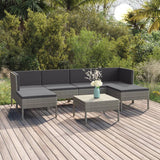 vidaXL 5-delige Loungeset met kussens poly rattan grijs