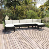 vidaXL 5-delige Loungeset met kussens poly rattan zwart