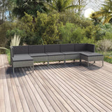vidaXL 5-delige Loungeset met kussens poly rattan grijs