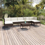 vidaXL 5-delige Loungeset met kussens poly rattan bruin