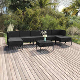 vidaXL 9-delige Loungeset met kussens poly rattan zwart