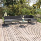 vidaXL 5-delige Loungeset met kussens poly rattan grijs
