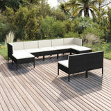 vidaXL 6-delige Loungeset met kussens poly rattan zwart